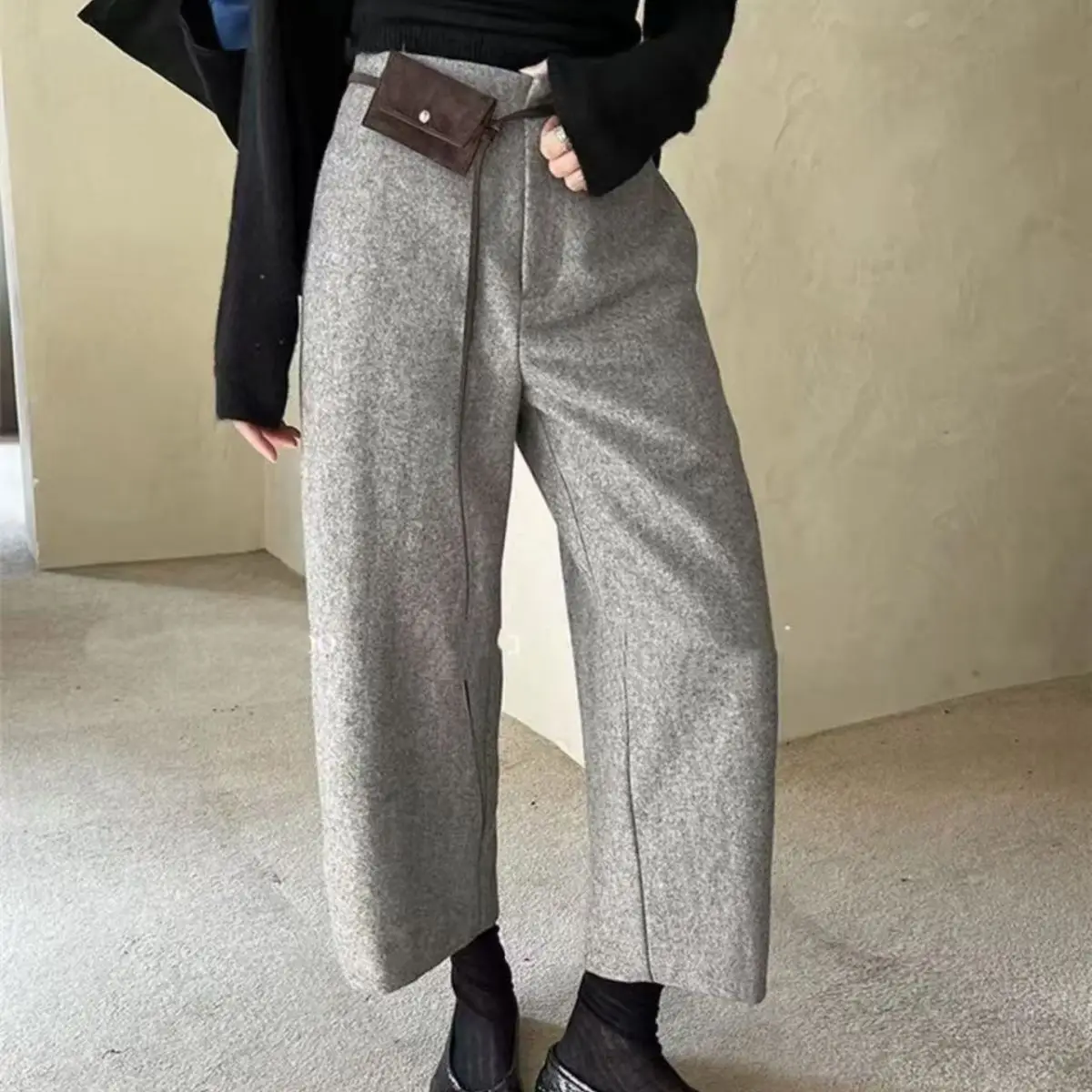 American High-End Thick Woolen Pants For Women 2026 New Fashion, Lazy And Relaxed, Versatile Casual Pants