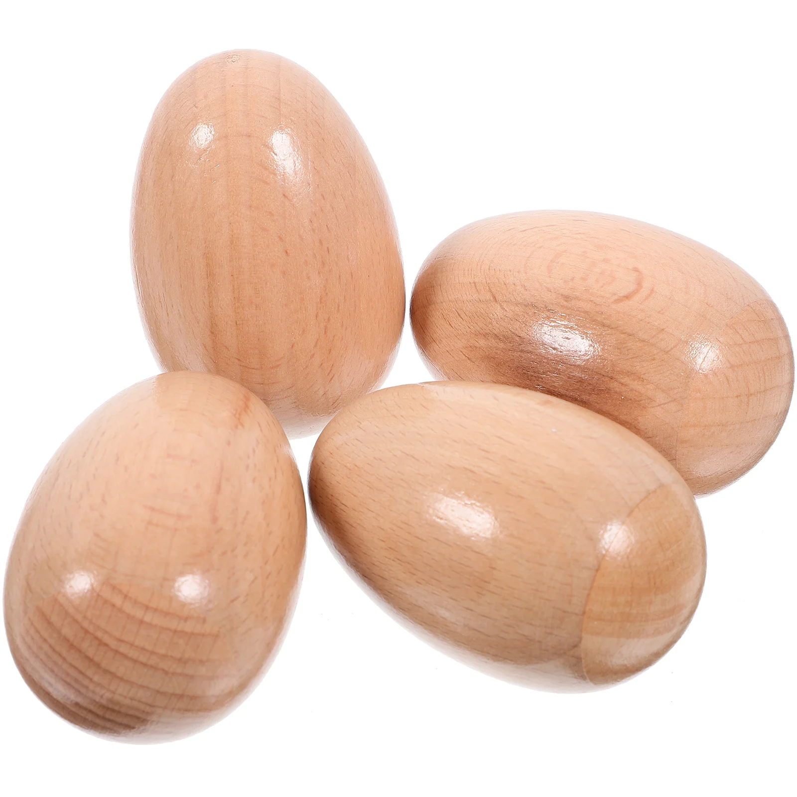 

4 Pcs Wooden Rocking Egg Kids Instrument Toys Maracas Shakers for Musical Instruments Plaything Noise Maker Easter