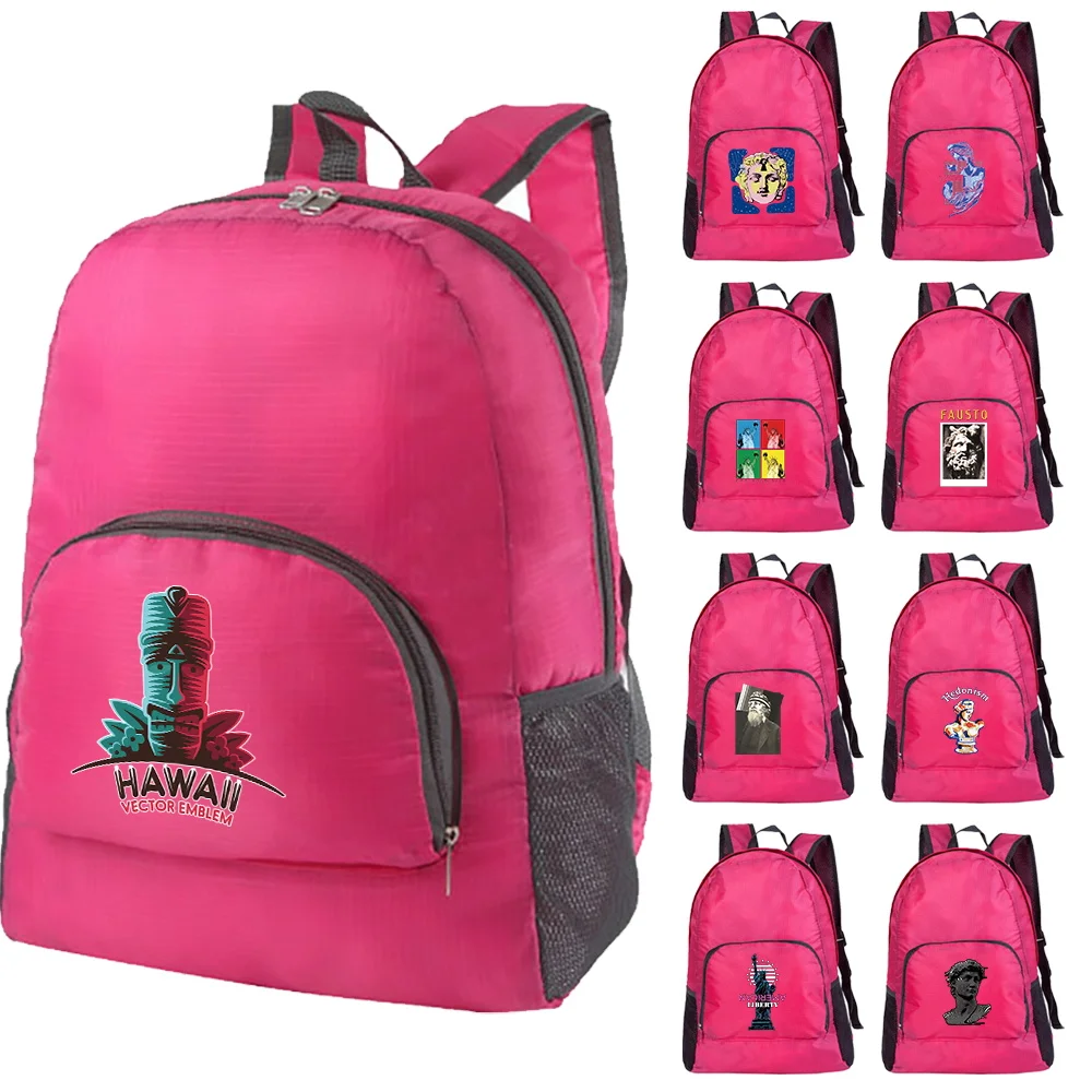 Sculpture Print Daypack Folding Bag Lightweight Portable Foldable Backpack Sack Ultralight Outdoor Pack for Unisex Travel Hiking