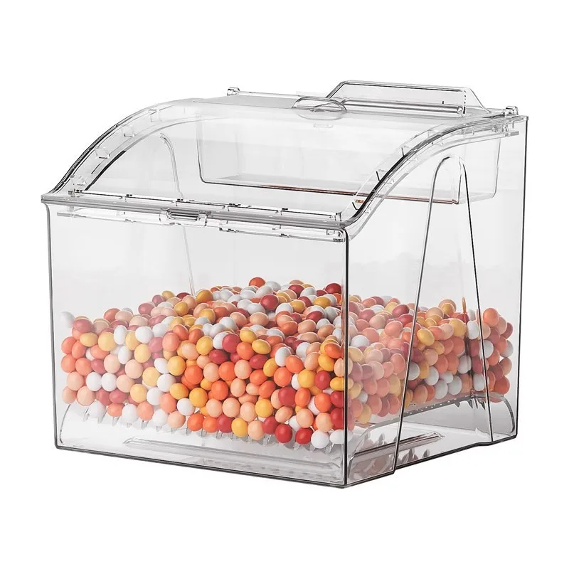 Square Transparent Plastic Snack Box With Flip Lid Exquisite Appearance For Supermarket Candy Shop Food Merchandise Display Use