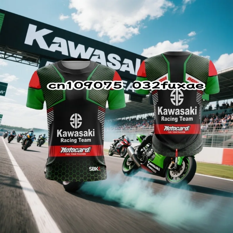 

Мужская футболка Kawasaki, мотоциклетная футболка, летняя футболка, футболка для верховой езды, солнцезащитный крем, быстросохнущая футболка с 3d принтом, впитывающая пот
