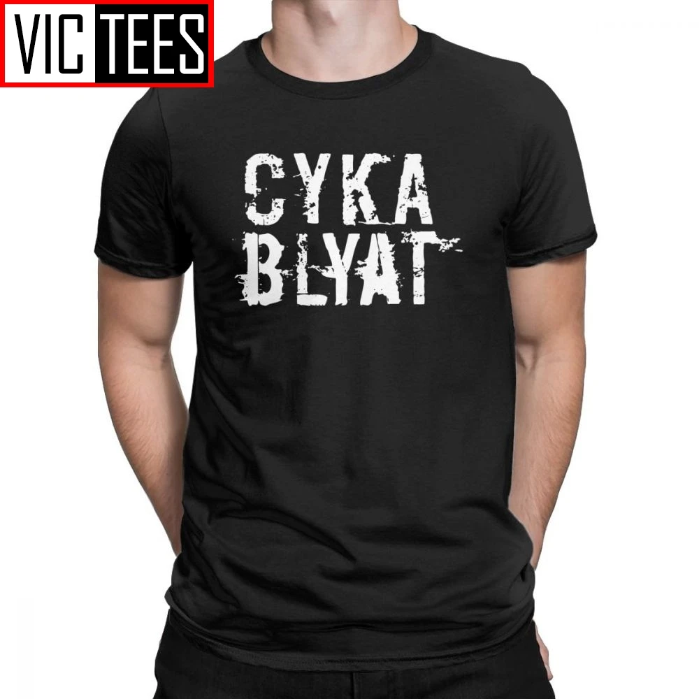 Men Cyka Blyat Gaming Memes T Shirt Russian Cotton Tops Vintage Short Sleeve Harajuku Tee Shirt   T-Shirt