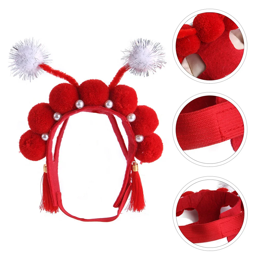 

Peking Opera Tassel Pet Headband Creative Cat Cosplay Hat Lightweight Chinese Style Costume Accessories Party Pet Headwear