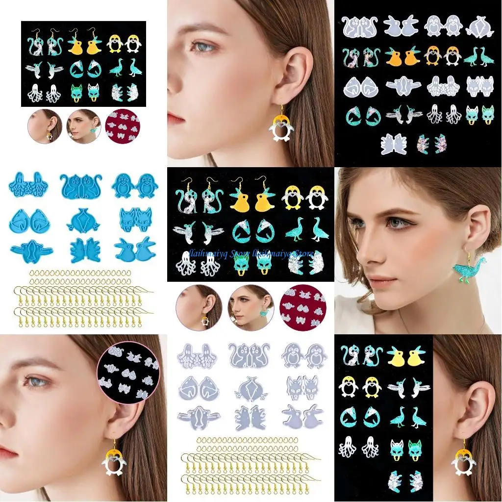 

573B Silicone Keychain for Cat Penguin Resin Mold Non-stick Earrings Decor Crafts Mak