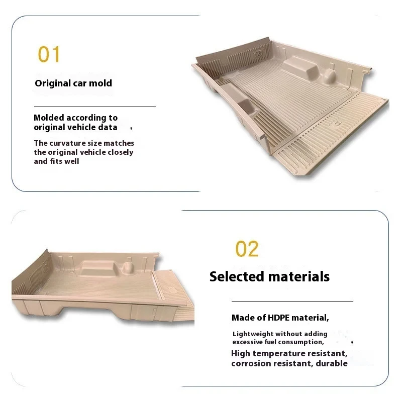 Specially Designed Custom Extended Cargo Mat Liner for LC79 Single Row Beige Anti-Wear HDPE Sporty Full Set Car Mats