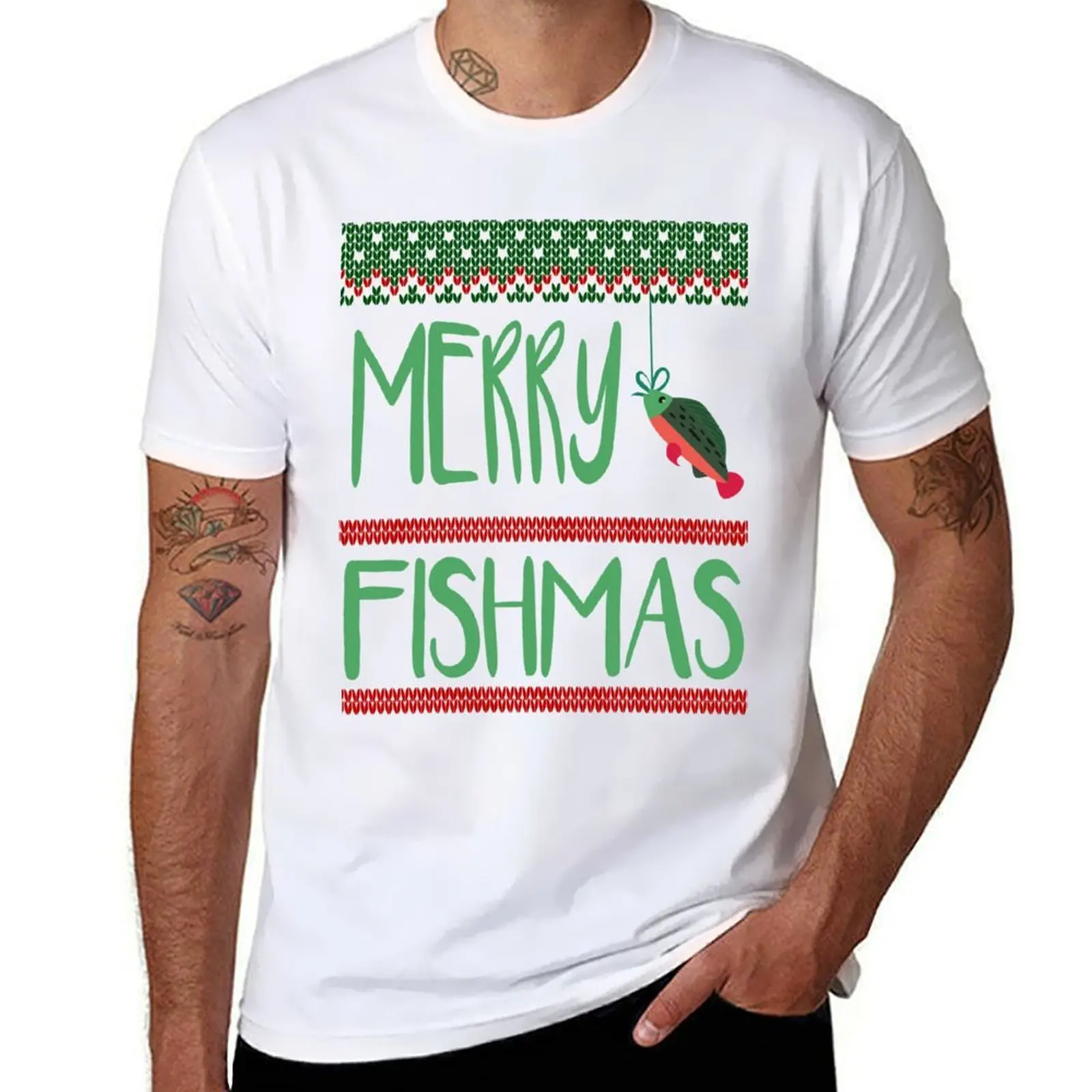 

Fisherman Funny Christmas Pajama Merry Fishmas Ugly Fishing T-Shirt man t shirt summer t shirts for man cotton funny T-Shirt