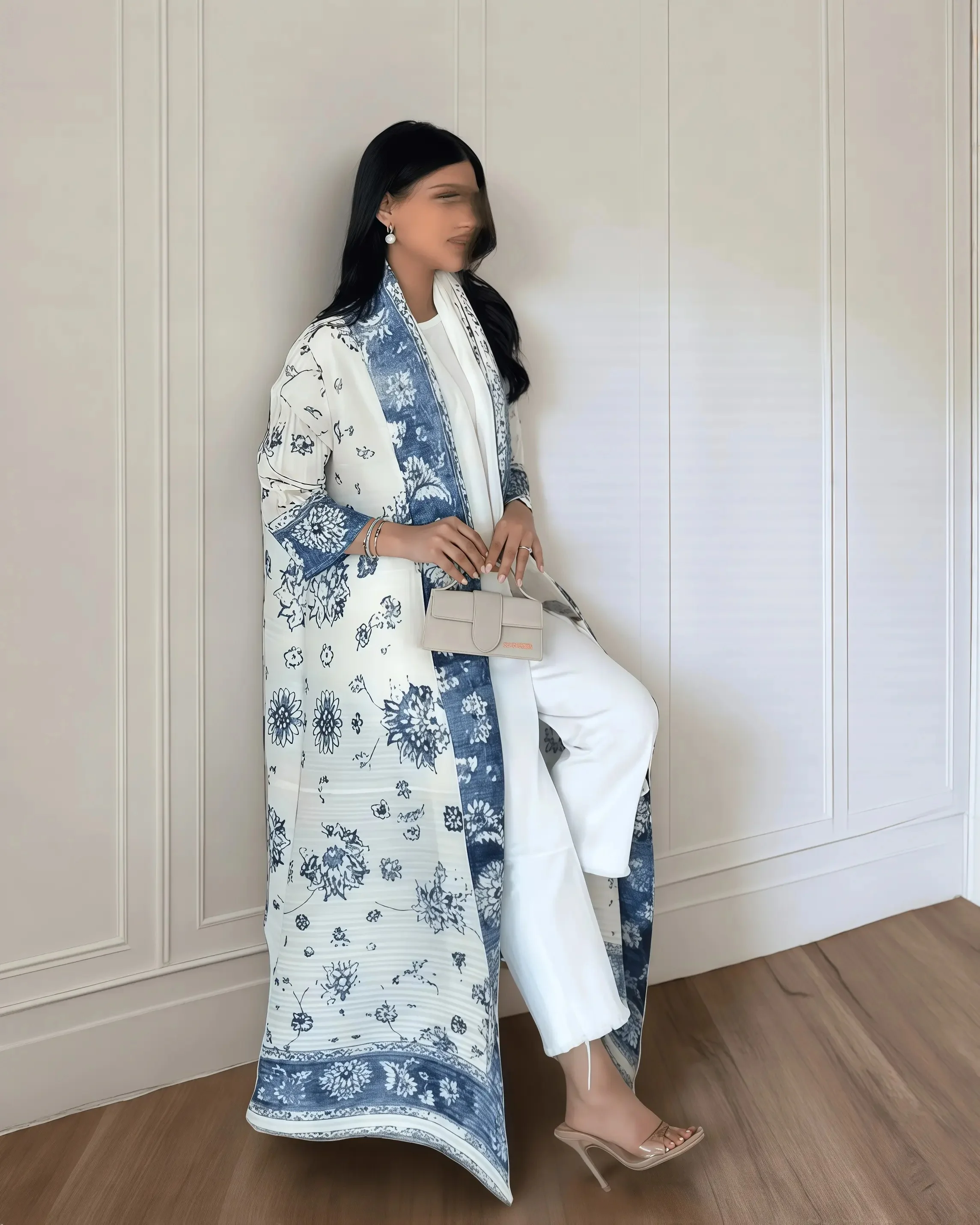 Dames Miyake geplooide Abaya met lange mouwen, print, opvouwbare kraag, robe, cardigan, jas, nieuwe wintermode, origineel ontwerp 2026