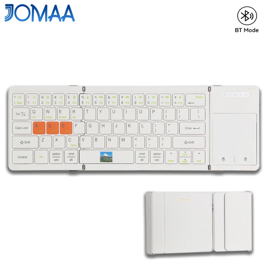 Rechargeable Bluetooth Wireless Toucpad Keyboard With Foldable,Portable 64 Keys Full Size Wireless Keyboard for Window/Mac OS