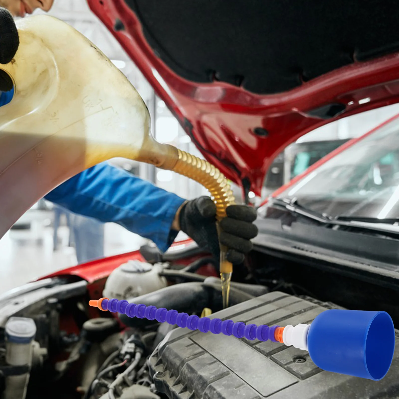 

Automotive Oil Funnel Flexible Long Hose Wide Mouth Plastic Bendable Engine Gas Fuel Transmission Refueling Tool Repair