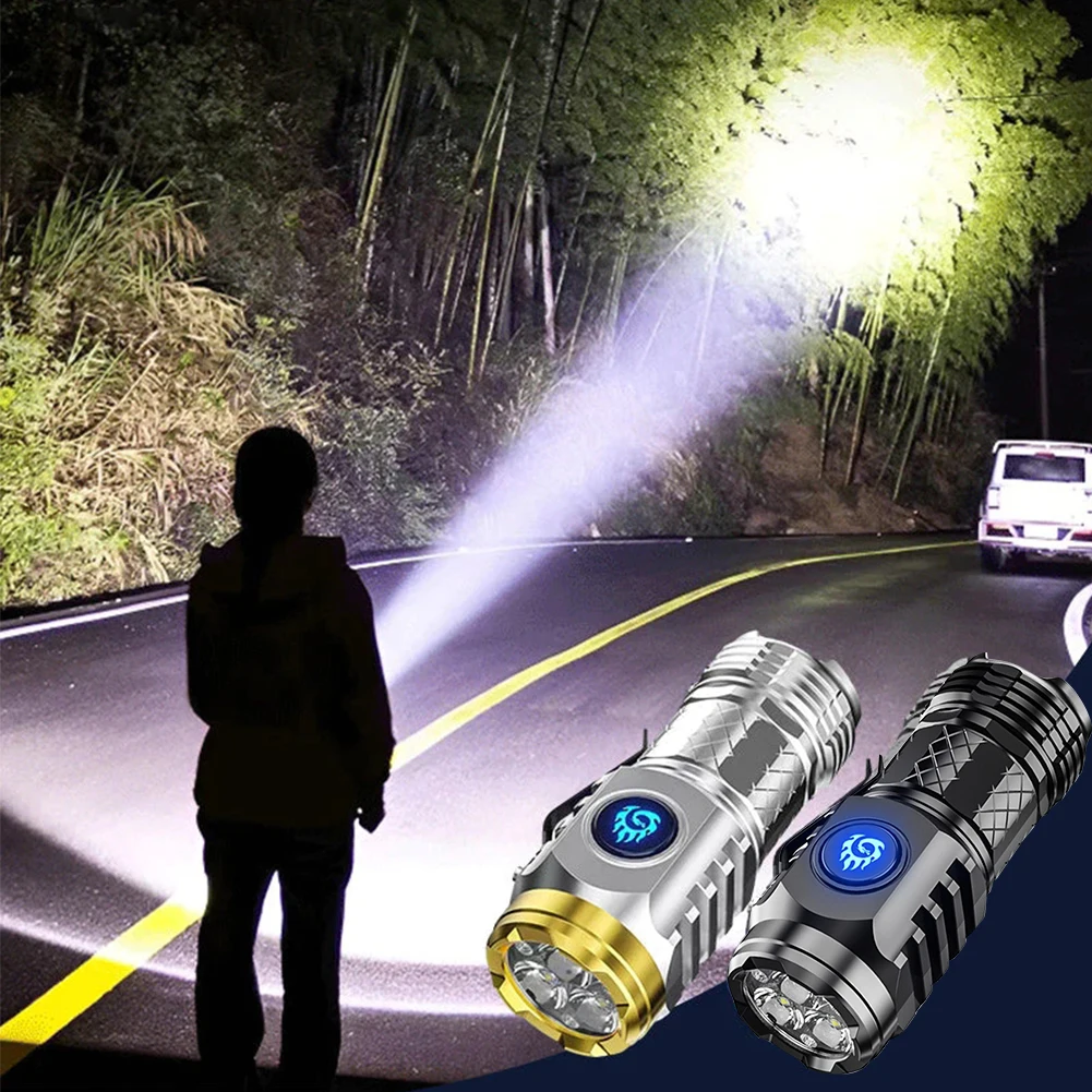 Three-Eyed Monster Super Power LED Flashlight Type-C Rechargeable Portable Outdoor Lighting Long-Range Powerful Flash Lights