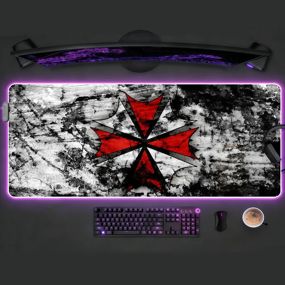 

R-Residents E-EvilS Mouse Pad RGB LED Non-slip Desk Mat Rubber Gaming Accessories Large Computer Office Gamer Keyboard Mat