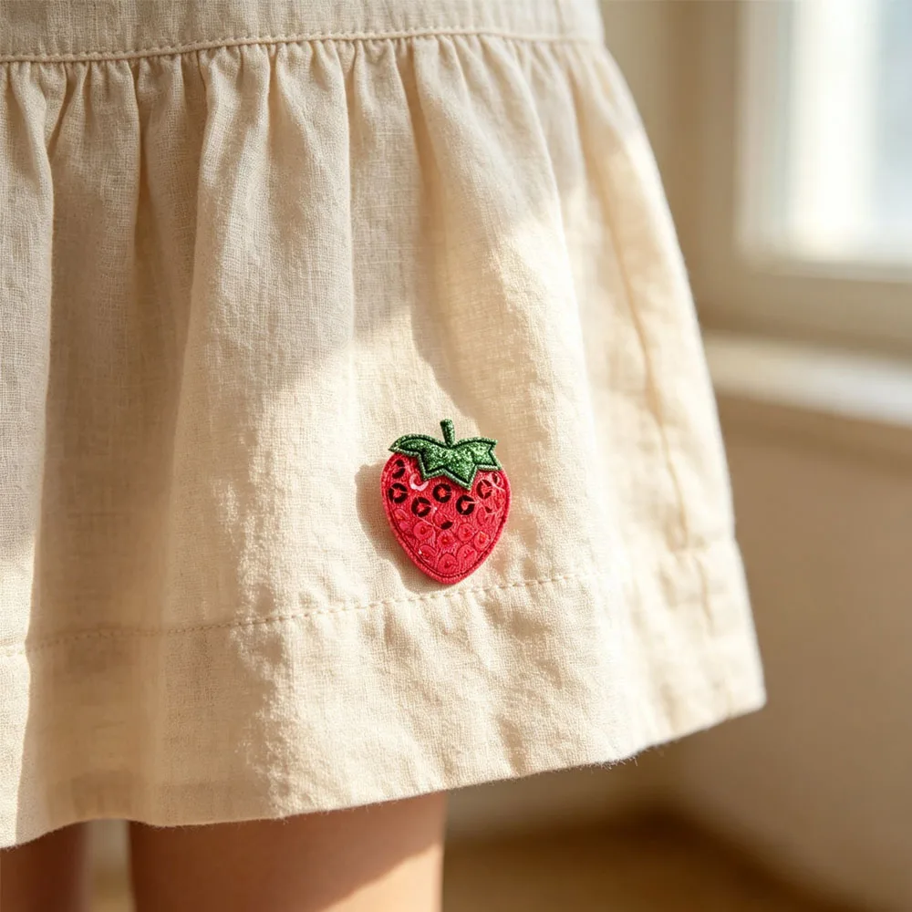 20 Stück Pailletten-Erdbeer-Stickerei-Patch zum Nähen, appliziert, zum Aufnähen von Kleidung, Motiv, Abzeichen, DIY-Reparatur – Detail 9