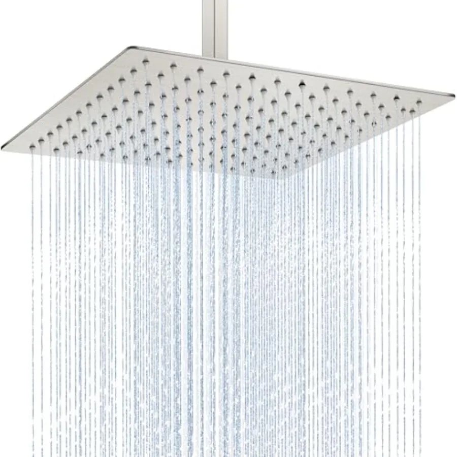 

Ra Shower Head, Staless Steel Large Rafall Shower Head High Pressure, Bathroom Waterfall Square Showerhead, Ceilg or Wall Mount