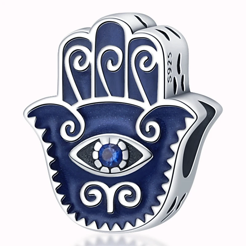 

100% 925 Sterling Silver Demon Devil's Eye Hand Charms Bead Pendant Fit Original Bracelet DIY For Women Fine Jewelry Gifts
