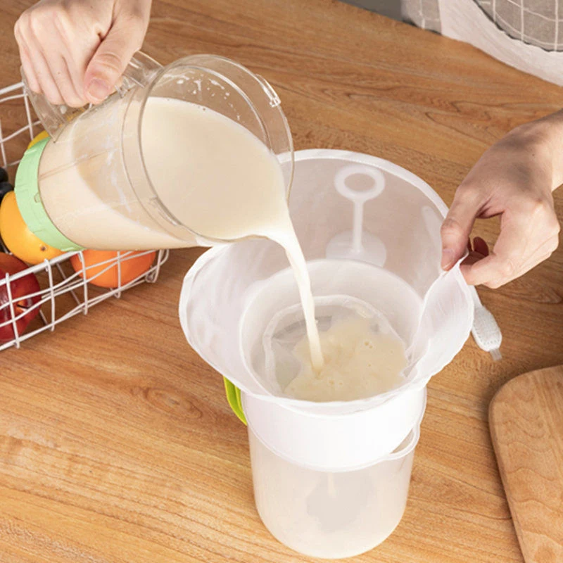 1Pc Nylon Milk Filter Bags Reusable Soy Yogurt Tea Beer Coffee Oil Food Filter Net Drawstring Kitchen Strainer Bag Colander