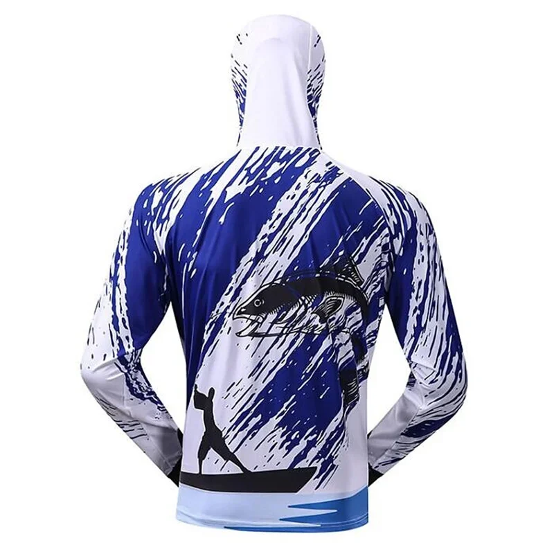 Outdoors Digital Printing Shirts Men Long Sleeve UV Protection With Hoodie Waterproof Fishing Hoodie Sublimation Fishing Wear