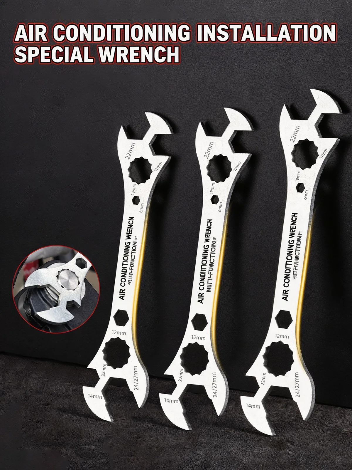 Double-End Fixed Wrench Air Conditioner Wrench Ultra-Thin Flat Open End Spanner Tool For AC Outdoor Unit Repair Hand Tools Kit