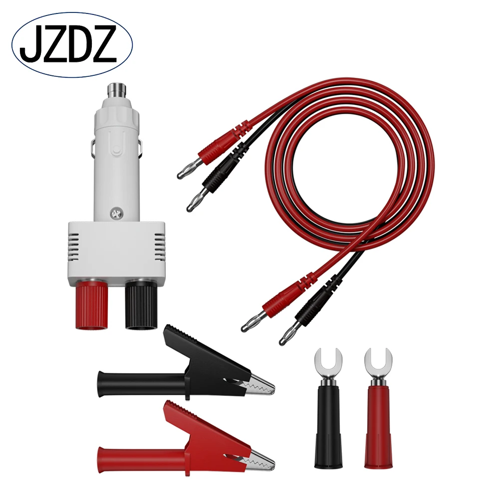 

JZDZ Car Cigarette Lighter Plug to Female Socket Adapter Power Cable Kit Test lead Alligator Clips U-Shape Connector Tools Kit