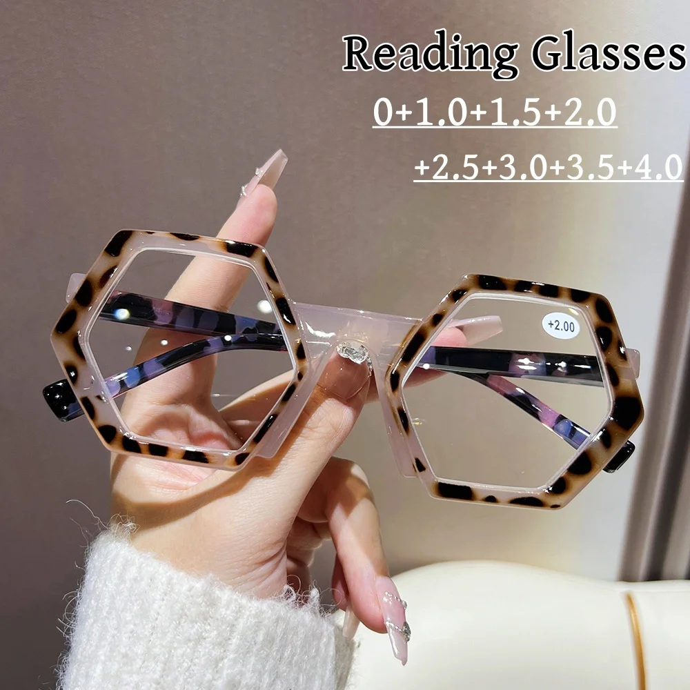 

Vintage Oversized Ladies Reading Glasses New Trendy Far-sighted Eyeglasses Retro Anti Blue Light Presbyopia Diopter Eyewear +1.5