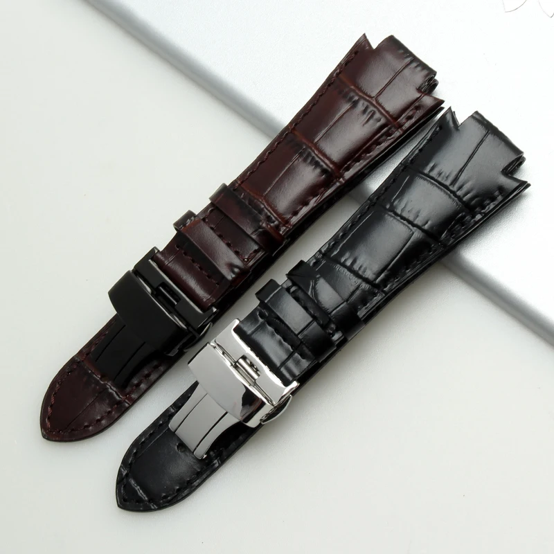 24x14mm Cowhide Leather Strap For Tissot 1853 T60 Series L875/975K Men Women Wristband T60.1513 Convex End Watchband Black Brown