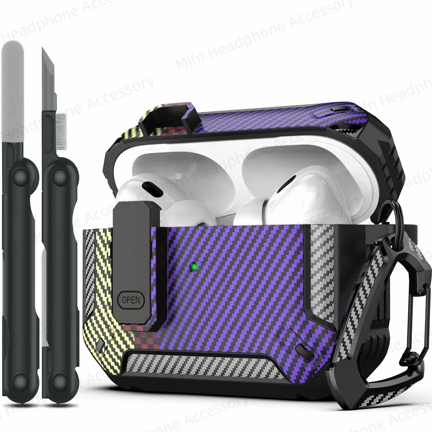 

New For AirPods Pro 2023 Case AirPods Pro 2nd Gen Earphone Case with keychain/Cleaning pen Armor shell For AirPods 4 Case 2024