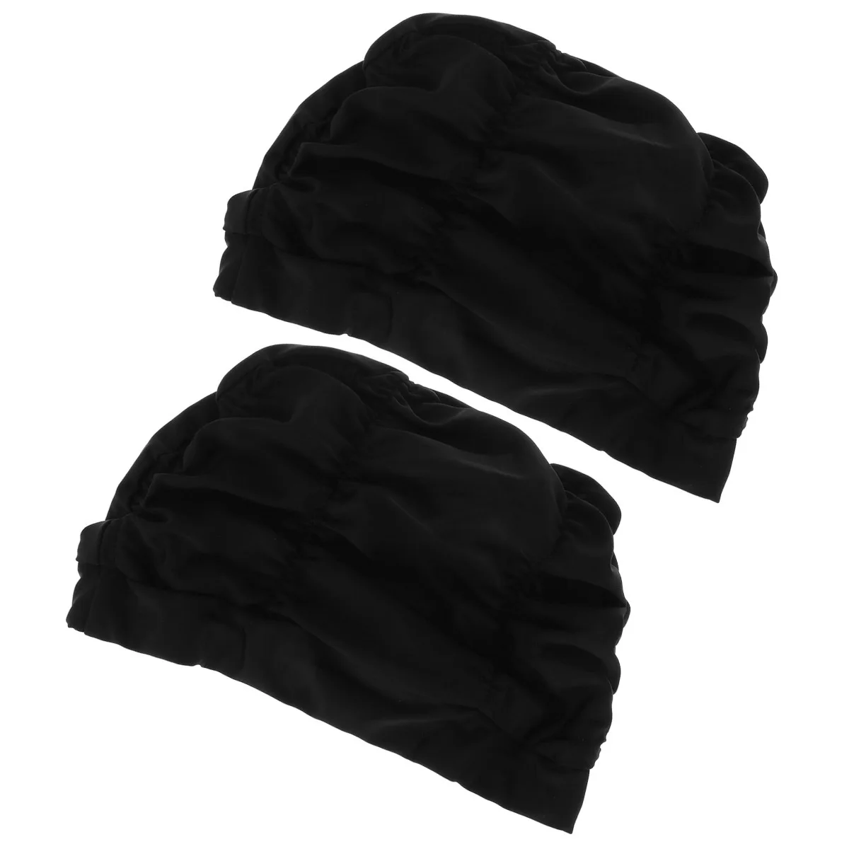 

2Pcs Waterproof Swim Cap for Women Fashion Pleated Swimming Hat Moisture-Resistant Hair Protector Pool Beach Accessory