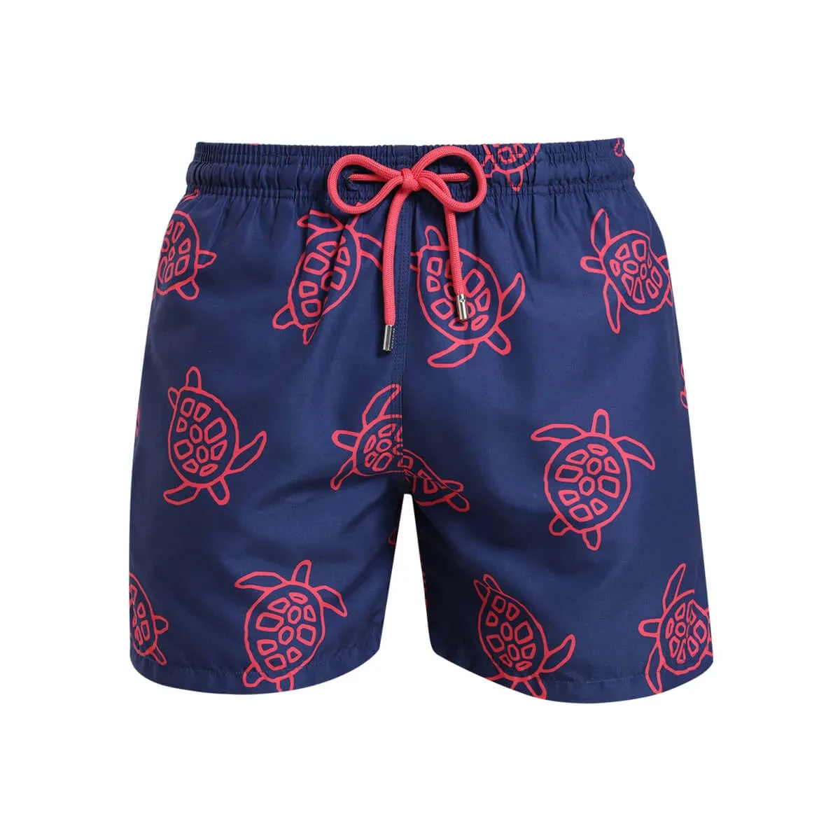 Men's Red Sea Turtle Print Swim Shorts Elastic Drawstring Quick Dry Lightweight Board Shorts For Beach Surf Summer Vacation