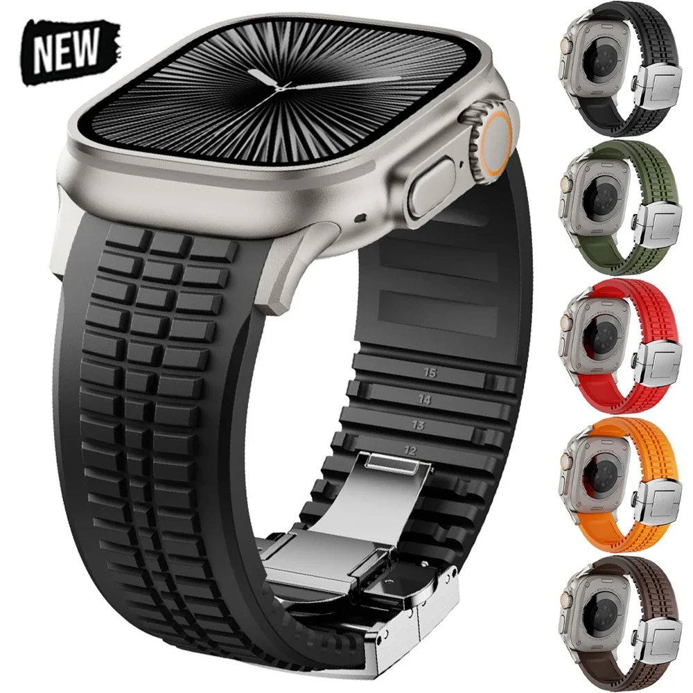 

Силиконовый ремешок для Apple Watch Ultra 2 49 мм, мужской спортивный браслет для Iwatch 10 9 8 7 6 5 4 Se 46 мм 45 мм 44 мм Correa Watchband