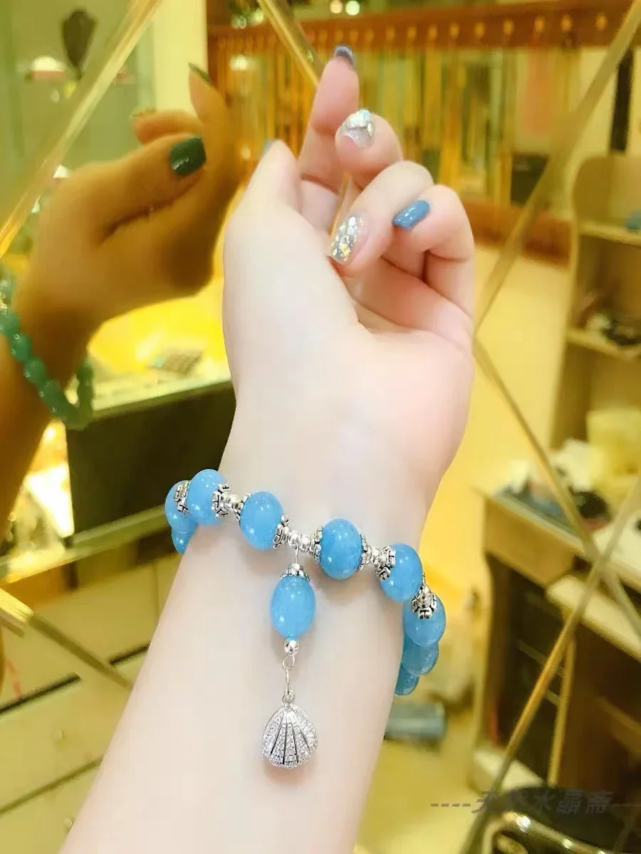 

Natural High quality aquamarine jewelry+925 silver bracelet for men and women jewelry mermaid necklace bracelet