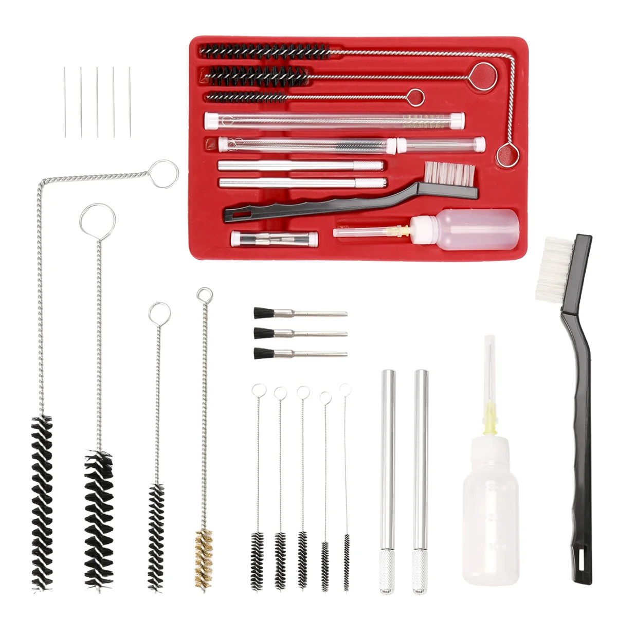 Kit de limpieza de cepillo de aire, pulverizador de pintura de coche, cepillo de limpieza, pulverizador de pintura neumático, herramienta de reparación de detalles, 1 Juego