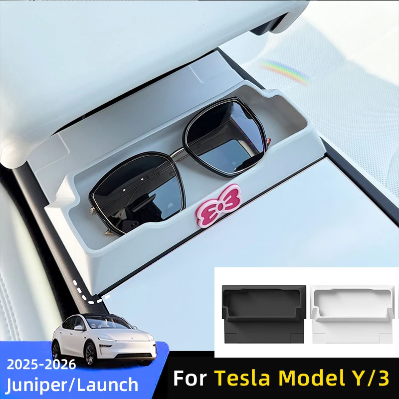 Para Tesla nuevo modelo 3/Y YL Juniper/Launch 2025 2026 consola central de las tierras altas apoyabrazos caja de almacenamiento bandeja de gafas Interior del coche
