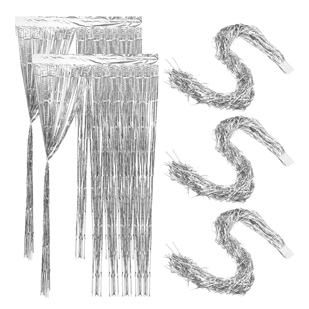 

5Pcs Rain Tassel Curtain Shimmering Fringe Backdrop for Birthday Wedding Party Decorations Photo Booth Wall Garland Light
