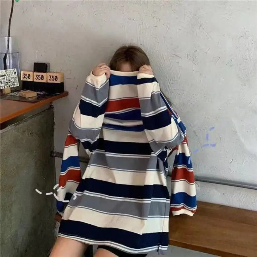 

Comfortable Fashion Long Sleeve T Shirt Oversized Couple Outfits Striped Blouse Couple Gifts Streetwear Shirts for Women Boys