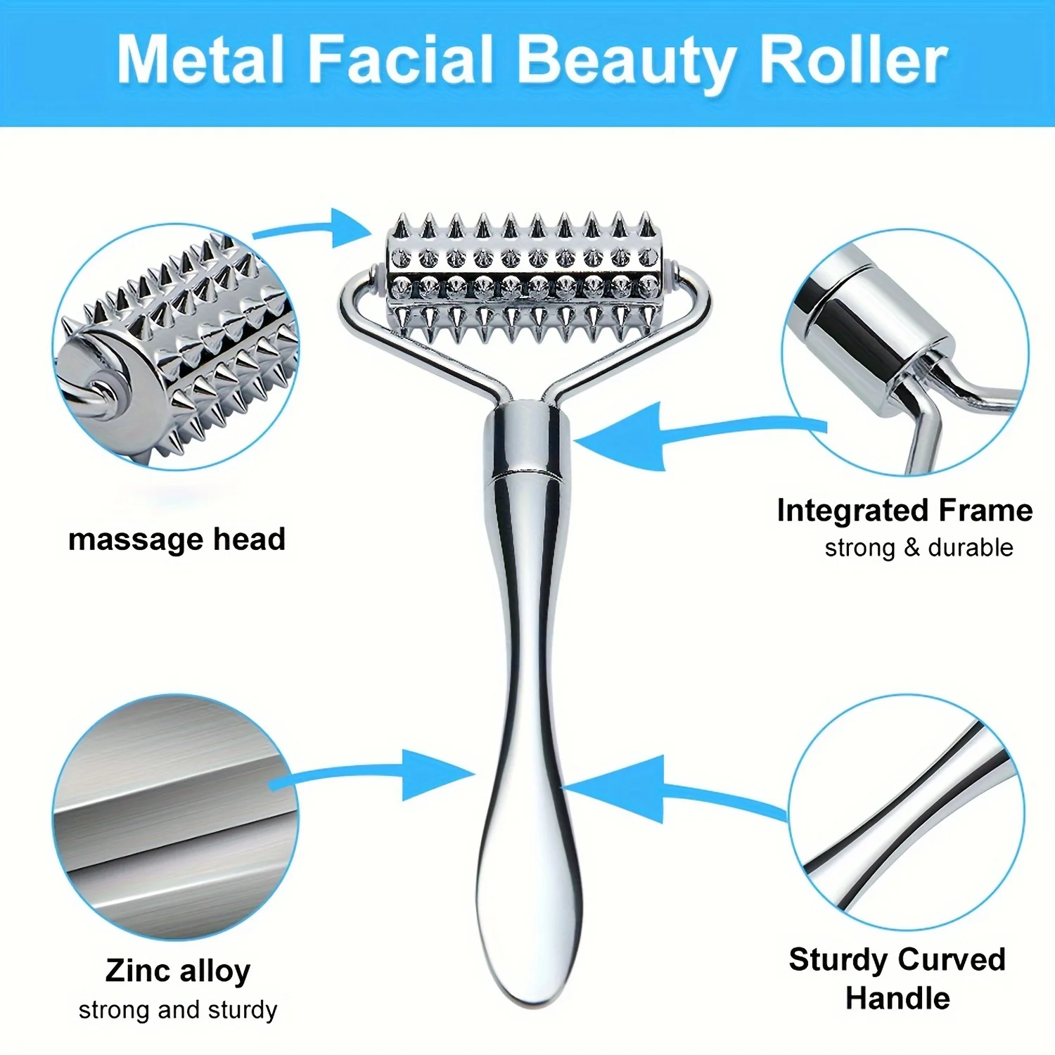 Stainless Steel Facial Massage Roller Gua Sha Tool Massager for Face Full Body Beauty SPA Skin Care Tools Acupressure Massager