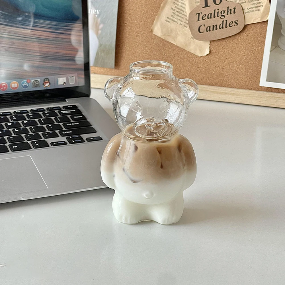

Heat Resistant Milk Jug Cocktail Glass Bear Shaped Glass Cup Beverage Glasses for Girlfriends Female Birthday Gift