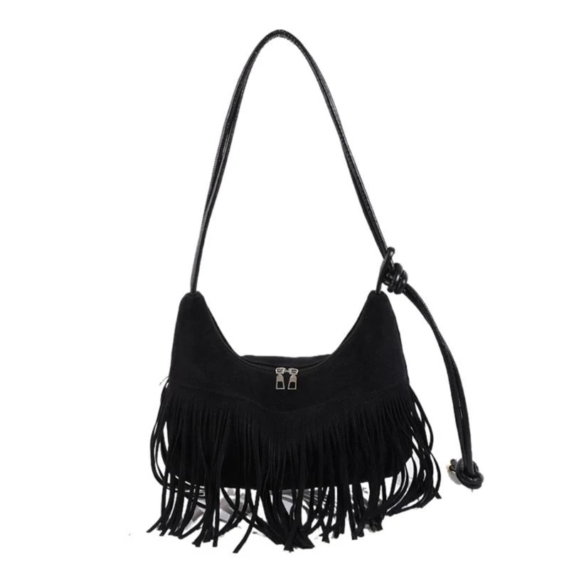 

Large Capacity Underarm Bag for Women Crossbody Bag Stylish Shoulder Bag Trendy Commuting Bag Retro Tassels Armpit Bag
