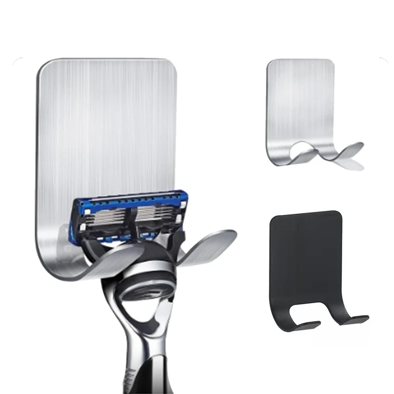 Soporte de gancho para afeitadora de acero inoxidable, colgador autoadhesivo, gancho de almacenamiento de utilidad resistente, organizador de baño