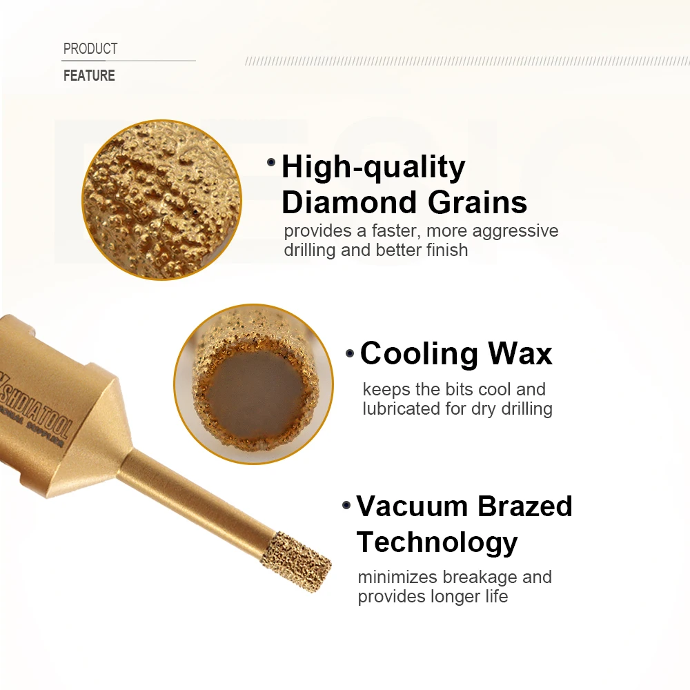 SHDIATOOL M14 Diamond Drill Core Bits Kit 4pcs/Box 20mm Diamond Chamfer+6/8/10mm Drilling Tile Milling Porcelain Hole Saw