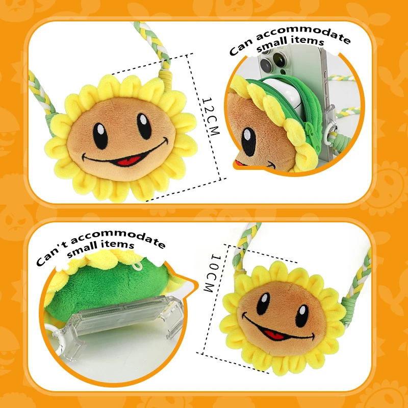 Plantes vs Zombies 2 tournesol en peluche support arrière de téléphone portable en peluche poupée jouet figurines doux tournesol porte-monnaie enfant cadeaux de noël
