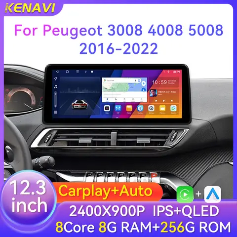 12.3 inch Android For Peugeot 4008 5008 3008 2016-2022 Car Radio Multimedia Player GPS Navigation 2 Din No DVD Carplay Head Unit