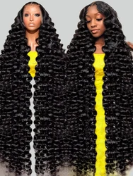 HD 13x6 Loose Nature Wave Lace Front Human Hair Wigs 250% Transparent 30 40 Inch 13x4 360 Full Deep Water Wave Lace Frontal Wig