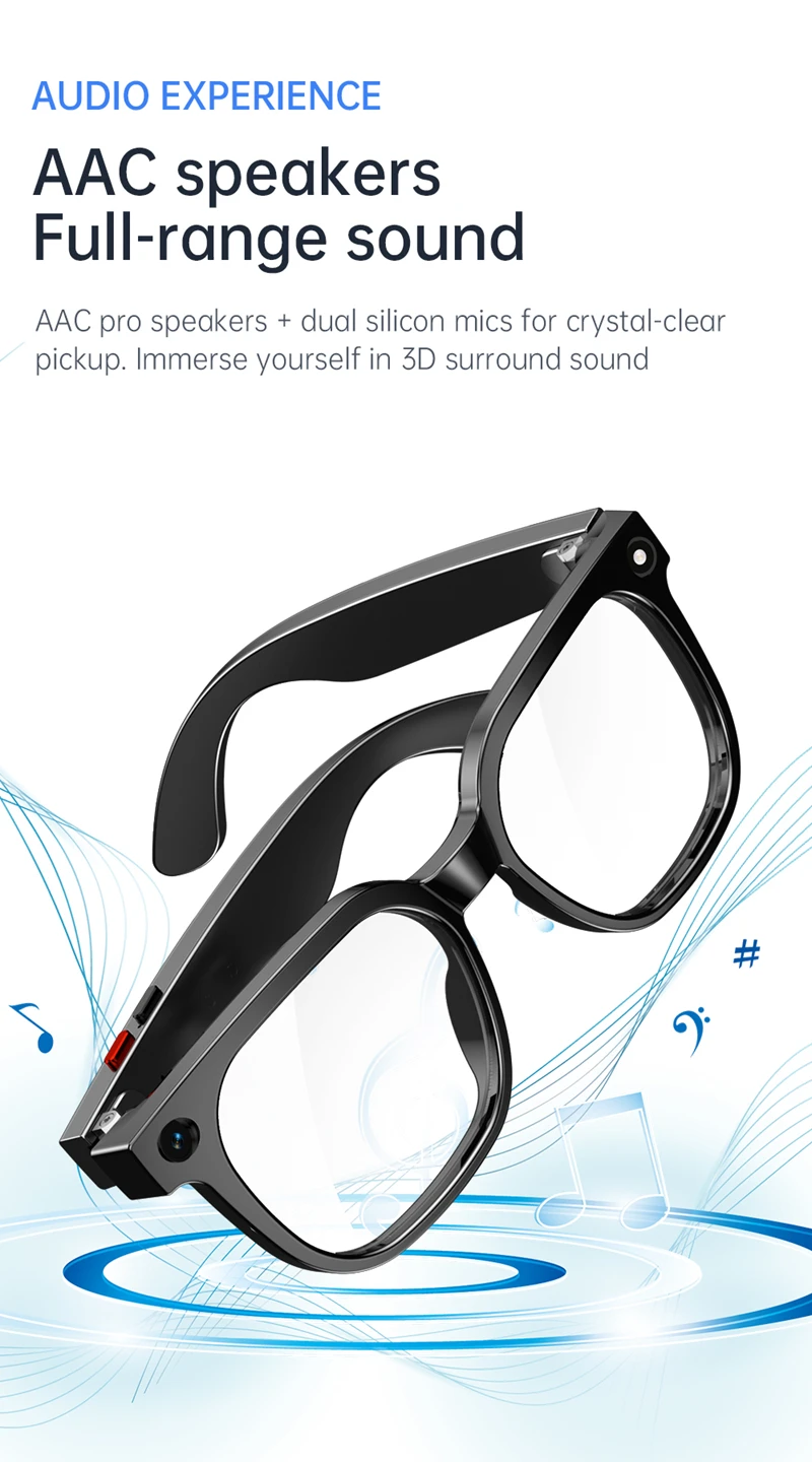 AI Smart Audio-Brille mit 4K HD-Kamera, WLAN-Videoaufzeichnung, Bluetooth-Anruffunktion, mehrsprachiger Übersetzung und tragbarem Smart-Eyewear – Detail 8