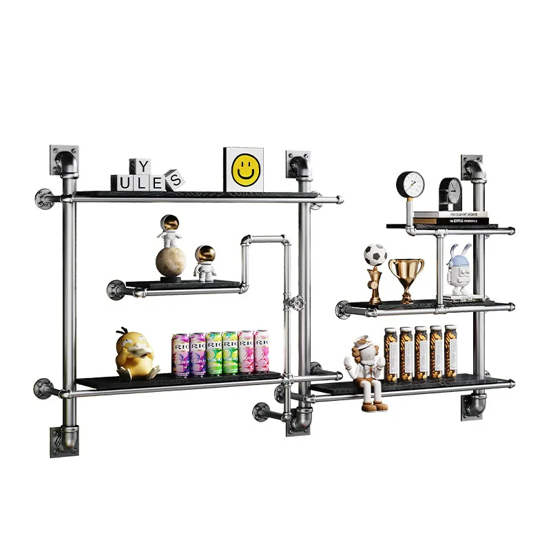 Industrial wind decorative wall wrought iron water pipe product display rack wall hanging baffle commercial store display rack