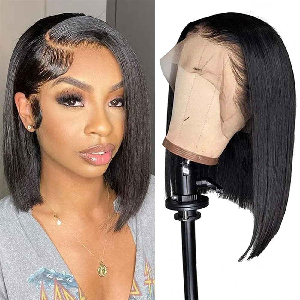 200% Density Straight Bob Wig Lace Front Human Hair Wigs For Women Transparent Full 13x4 Lace Frontal Wig Human Hair Mureen Hair