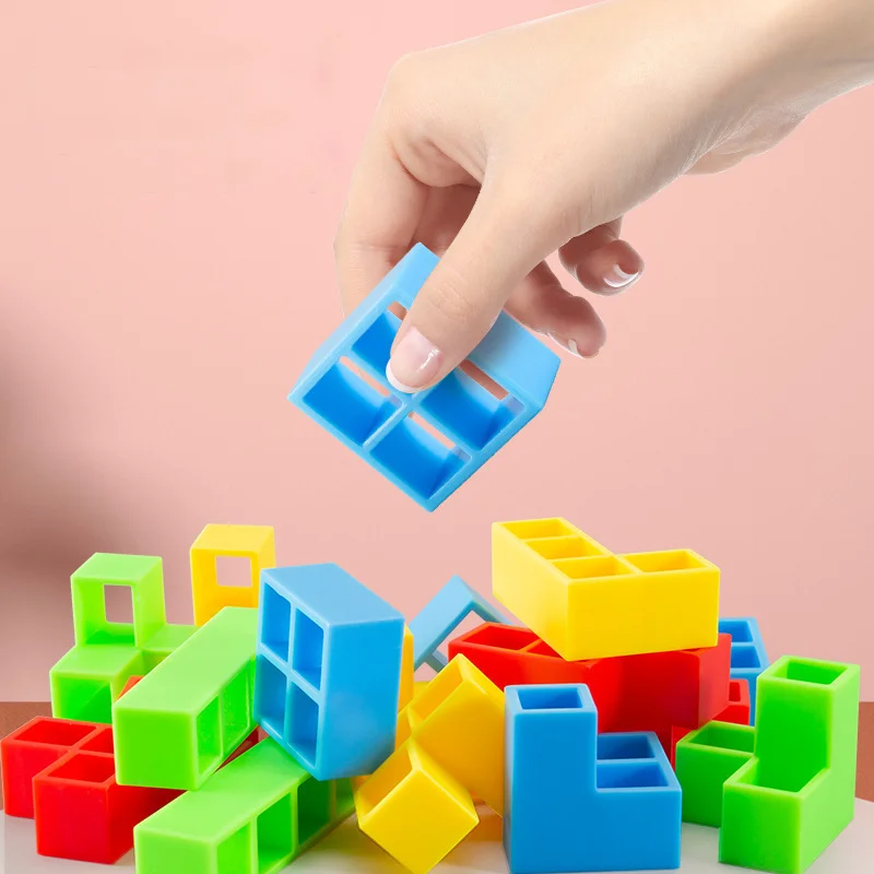 Tetris Infantil Empilhando Blocos de Construção De Música, Montagem Tridimensional, Balanço De Balanço, Empilhamento De Jogo De Mesa Alta