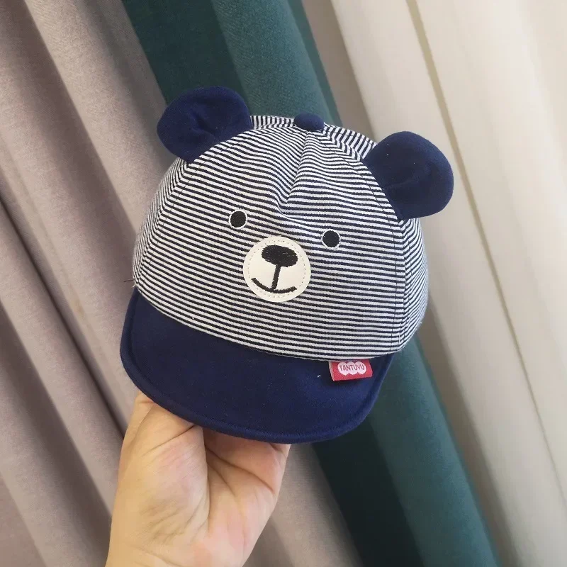 

Cute Baby Hat With Ears Cartoon Bear Toddler Girls Boys Baseball Cap Summer Casual Adjustable Kids Short Brimmed Caps 3-12M