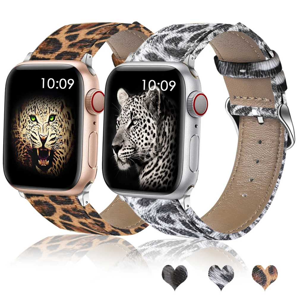 Luxury Leather Leopard Watch Band for Apple Watch Strap 49mm 45mm 41mm 38mm 40mm 42mm 44mm Women Bracelet iwatch ultra 9 8 7 6 5