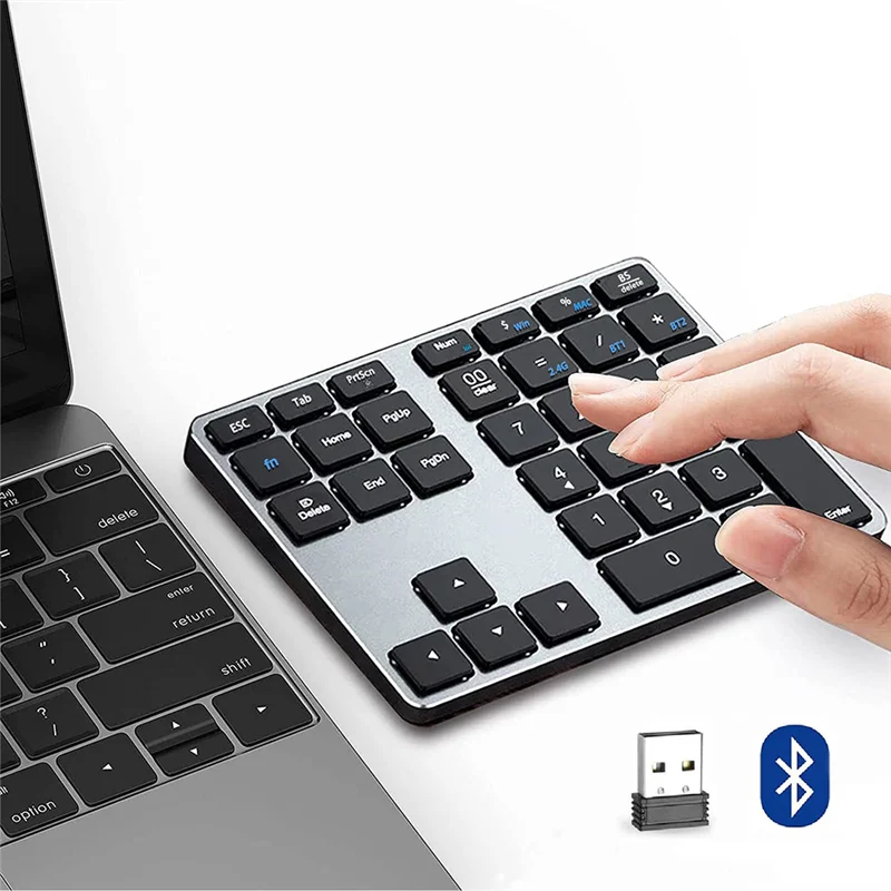 AT-Bluetooth Number Pad, 35 Keys Wireless Numeric Keypad, Portable Slim Bluetooth Numpad for Laptop, Mac,PC,