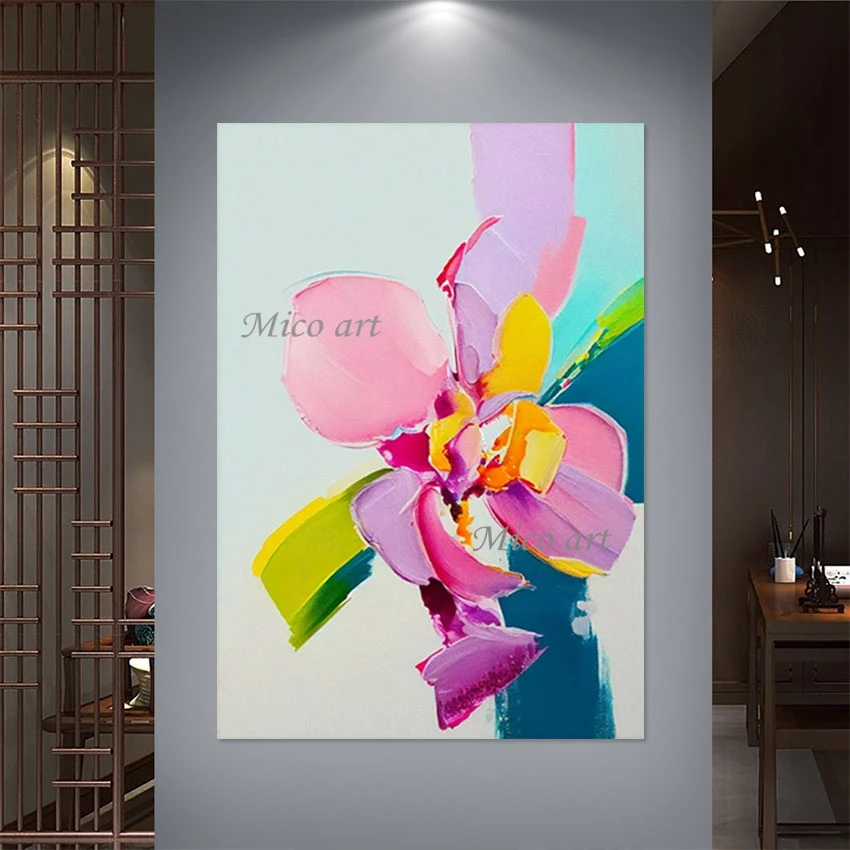 

Girl Room Wall Decoration Abstract Art Paintings Pink Style Handmade Canvas Drawing Artwork Frameless Wholesale Of 3D Picture