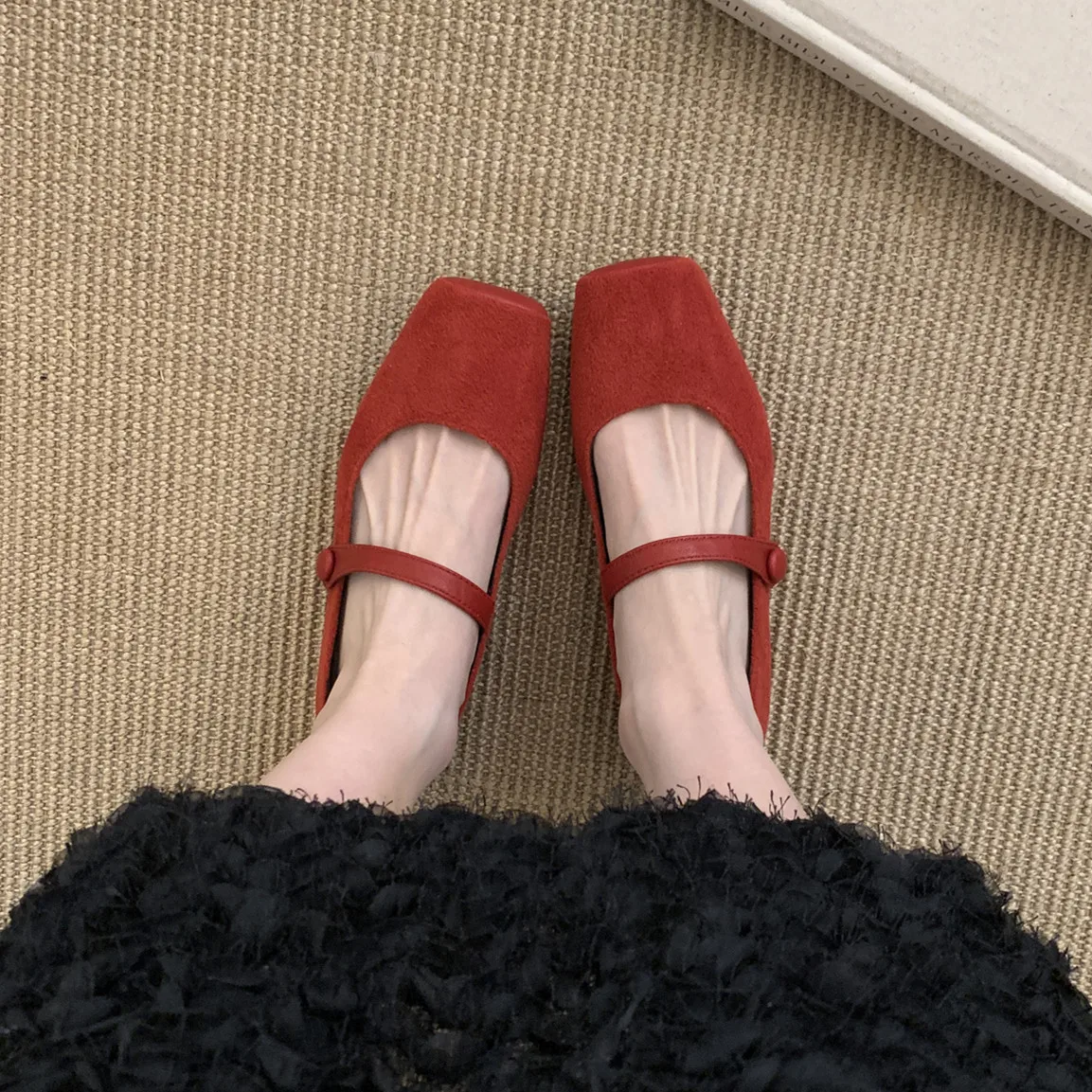 Bailamos Women Velvet Flat Shoes Square Toe Shallow Soft Ballerina Shoes Ladies Casual Dress Ballet Loafers Classics Mujer